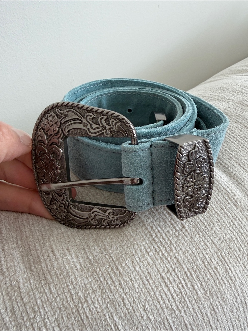 Free People Turquoise Suede Western Buckle Belt - Picture 5 of 5